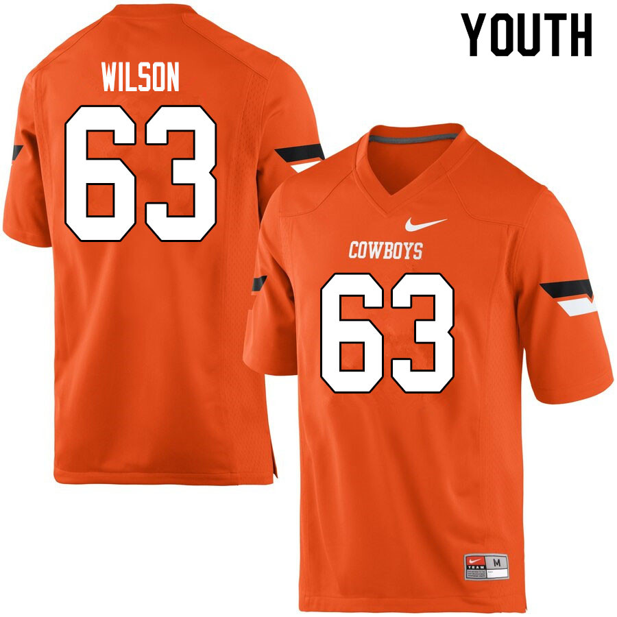 Youth #63 Braedy Wilson Oklahoma State Cowboys College Football Jerseys Sale-Orange